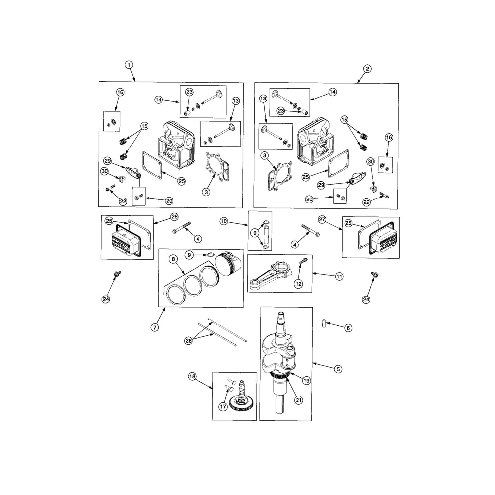 Cylinder Head/Crankshaft/Camshaft Diagram and Parts List for RZTSERIES  Cub Cadet Lawn Tractor